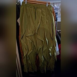 Olive Green Ruffle Pants